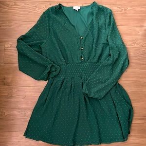 Green dress, size L, brand Justify